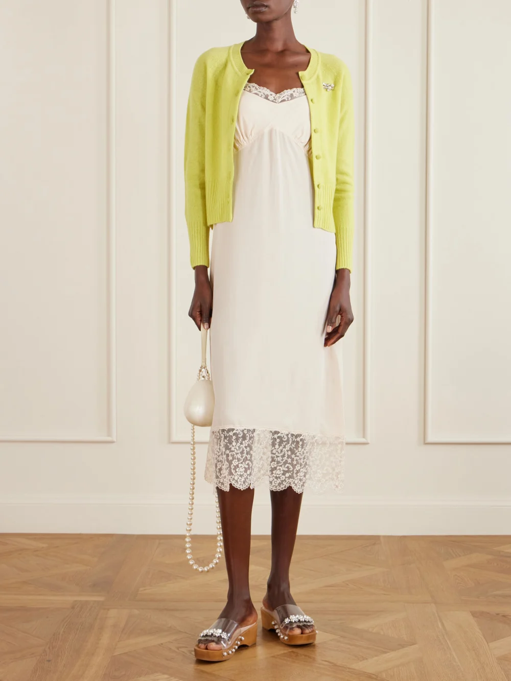 Simone Rocha Embellished Cashmere Cardigan, worn by a model