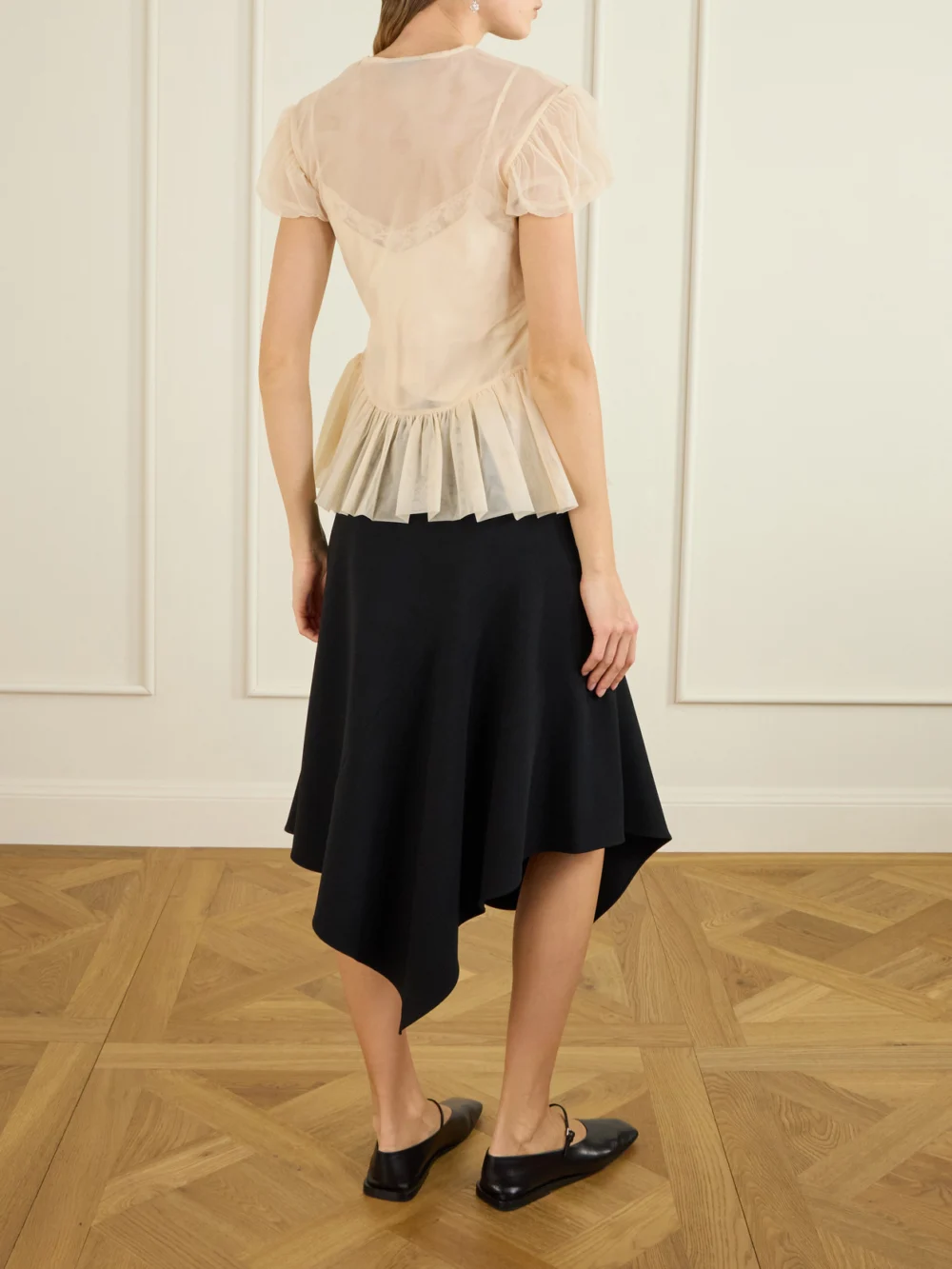 Back view of the Simone Rocha Embellished Organza Peplum Blouse