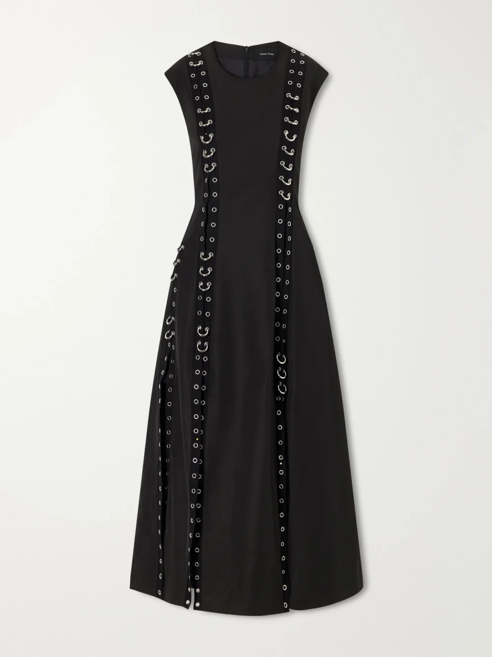 Simone Rocha Embellished Twill Midi Dress in black