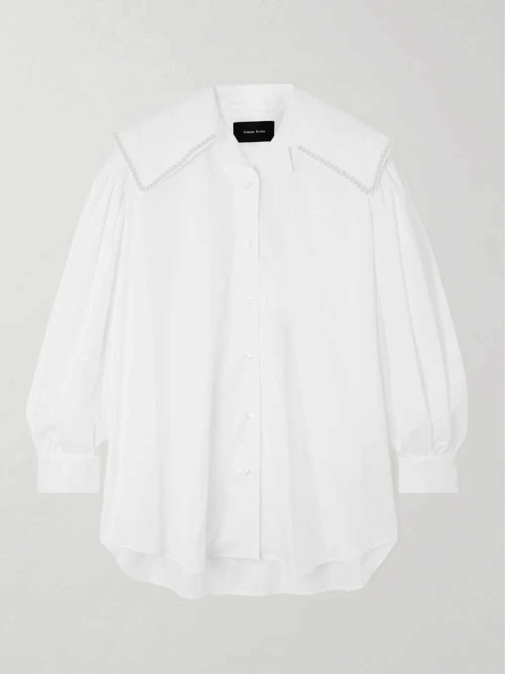 Simone Rocha Faux Pearl-embellished Cotton-poplin Shirt in white