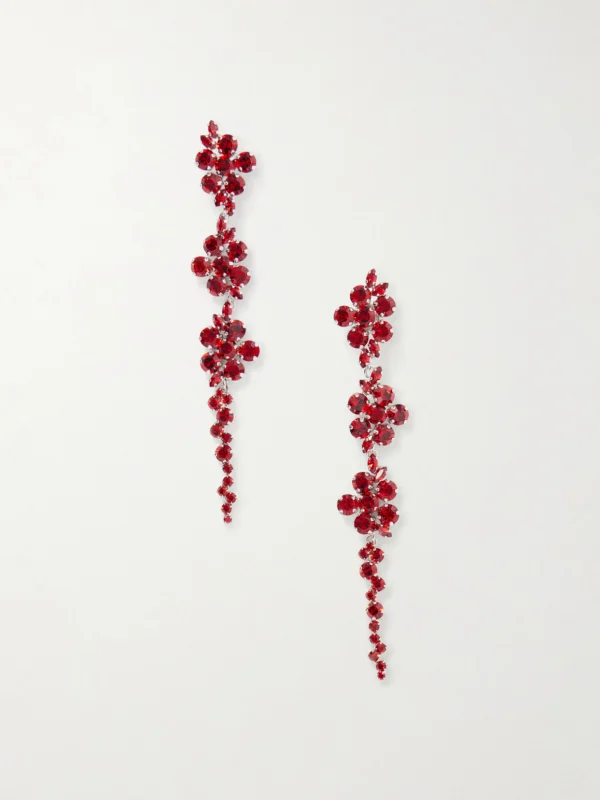 Simone Rocha Floral Drip Crystal-embellished Silver-tone Earrings