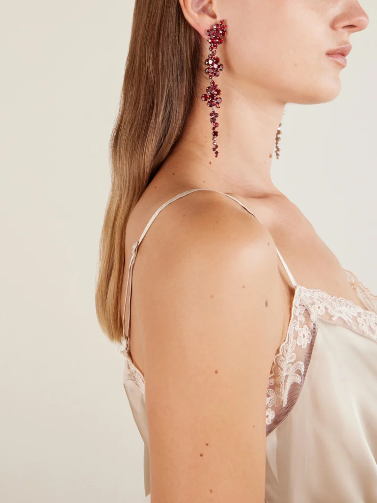 Simone Rocha Floral Drip Crystal-embellished Silver-tone Earrings