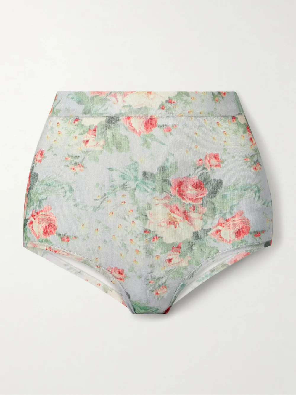 Simone Rocha Floral-print Stretch-knit Shorts in blue