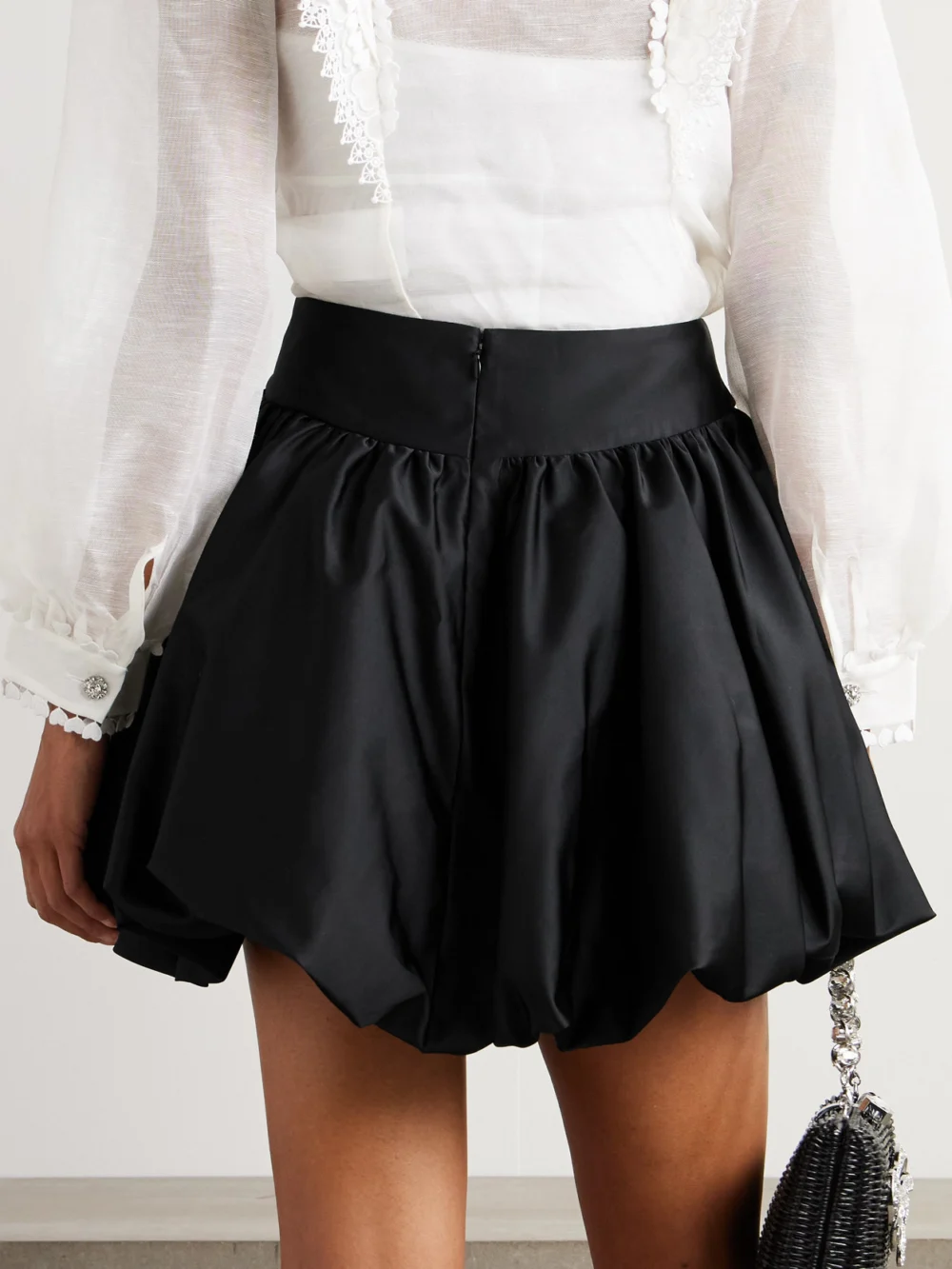 Back view of the Simone Rocha Gathered Mikado Mini Skirt