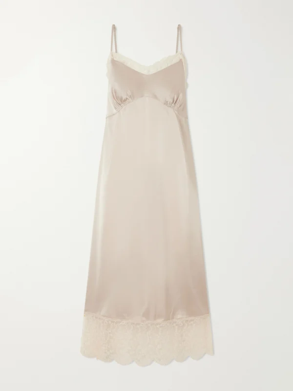 Simone Rocha Lace-trimed Satin Midi Dress