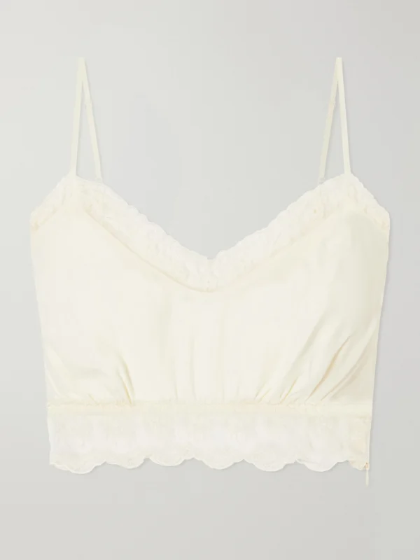 Simone Rocha Lace-trimmed Crepe De Chine Bralette