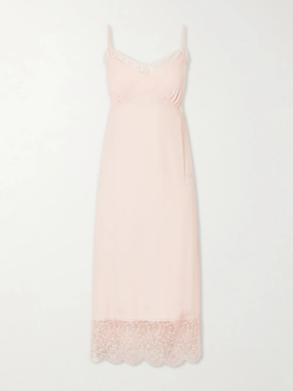 Simone Rocha Lace-trimmed Crepe De Chine Midi Dress in baby pink