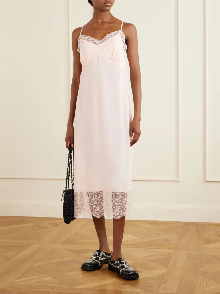 Simone Rocha Lace-trimmed Crepe De Chine Midi Dress