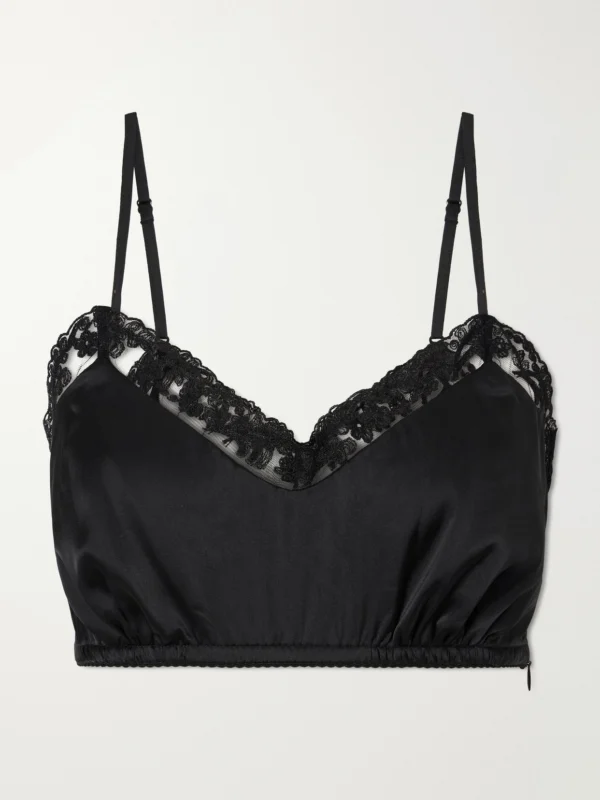 Simone Rocha Lace-trimmed Satin Bralette