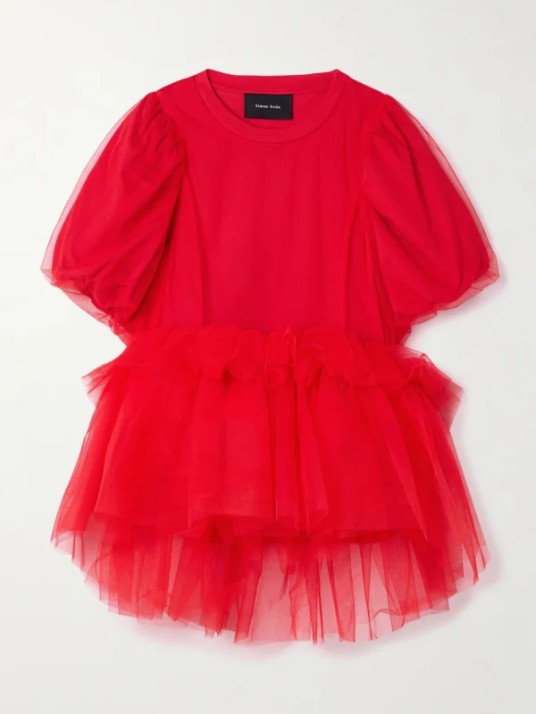 Simone Rocha Layered Ruffled Cotton-jersey and Tulle T-shirt