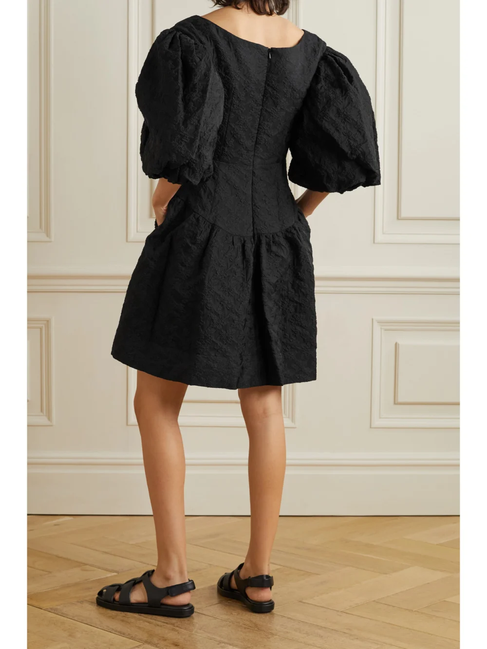 Back view of the Simone Rocha Layered Tiered Cloqué Mini Dress