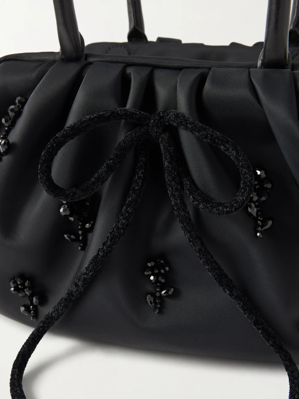 Close-up detail of the Simone Rocha Leather-trimmed Embellished Shell Tote