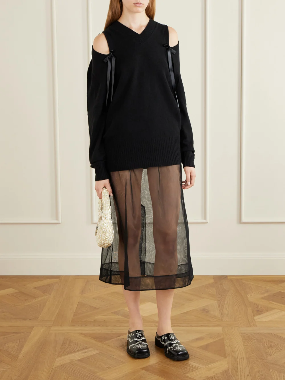 Simone Rocha Organza Midi Skirt, worn by a model