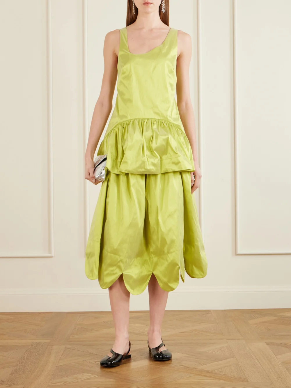 Simone Rocha Petal Hem Basque Midi Skirt, worn by a model