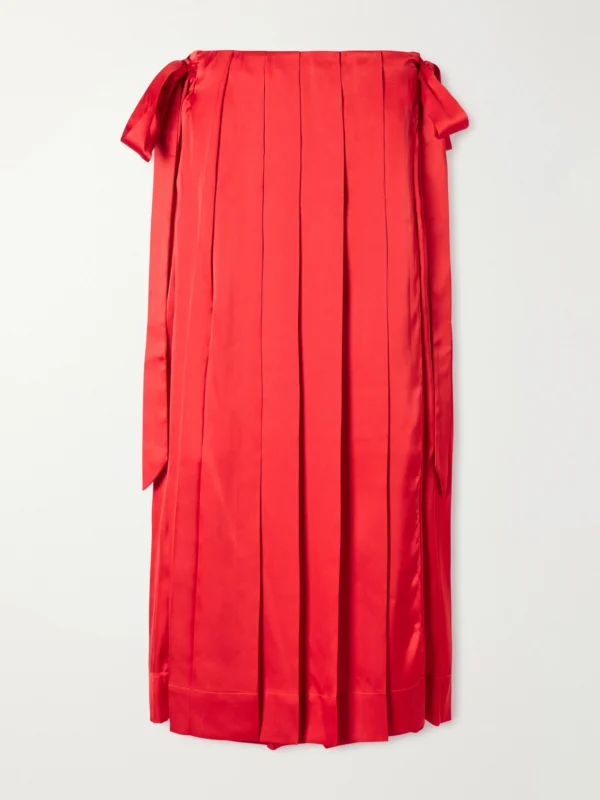 Simone Rocha Pleated Sheer Satin Midi Skirt