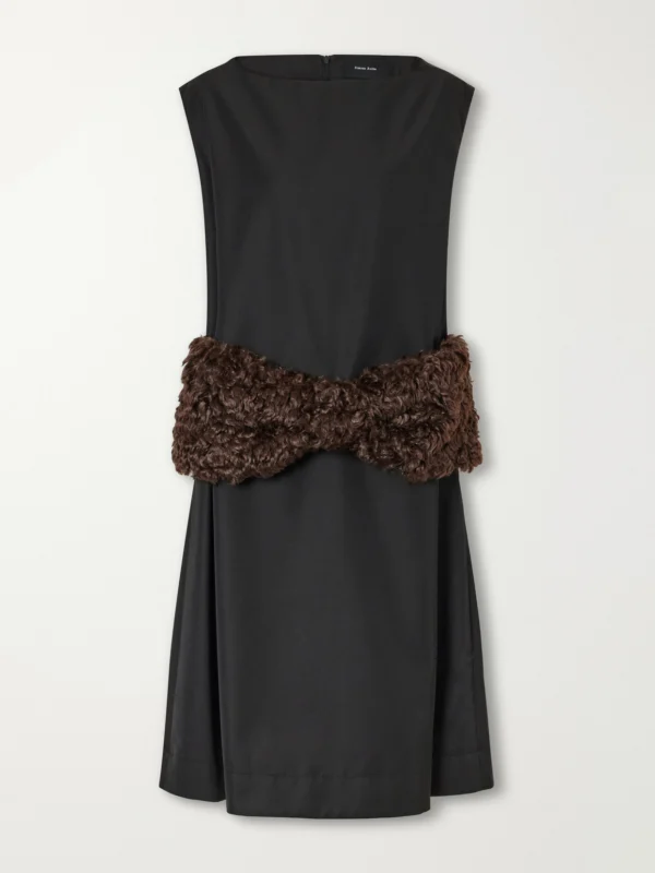 Simone Rocha Plush-trimmed Twill Midi Dress