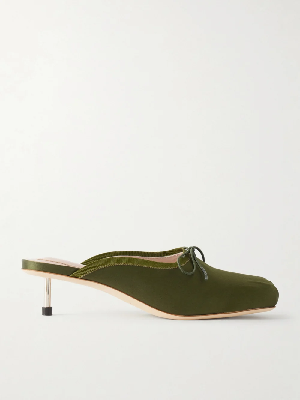 Simone Rocha Pointe Bow-detailed Satin Pumps in army green