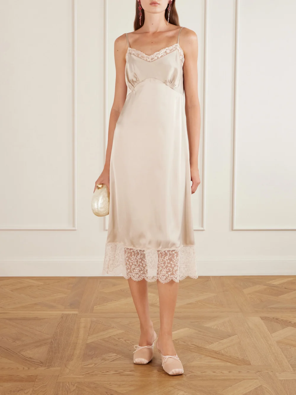Simone Rocha Pointe Bow-detailed Satin Pumps, styled view