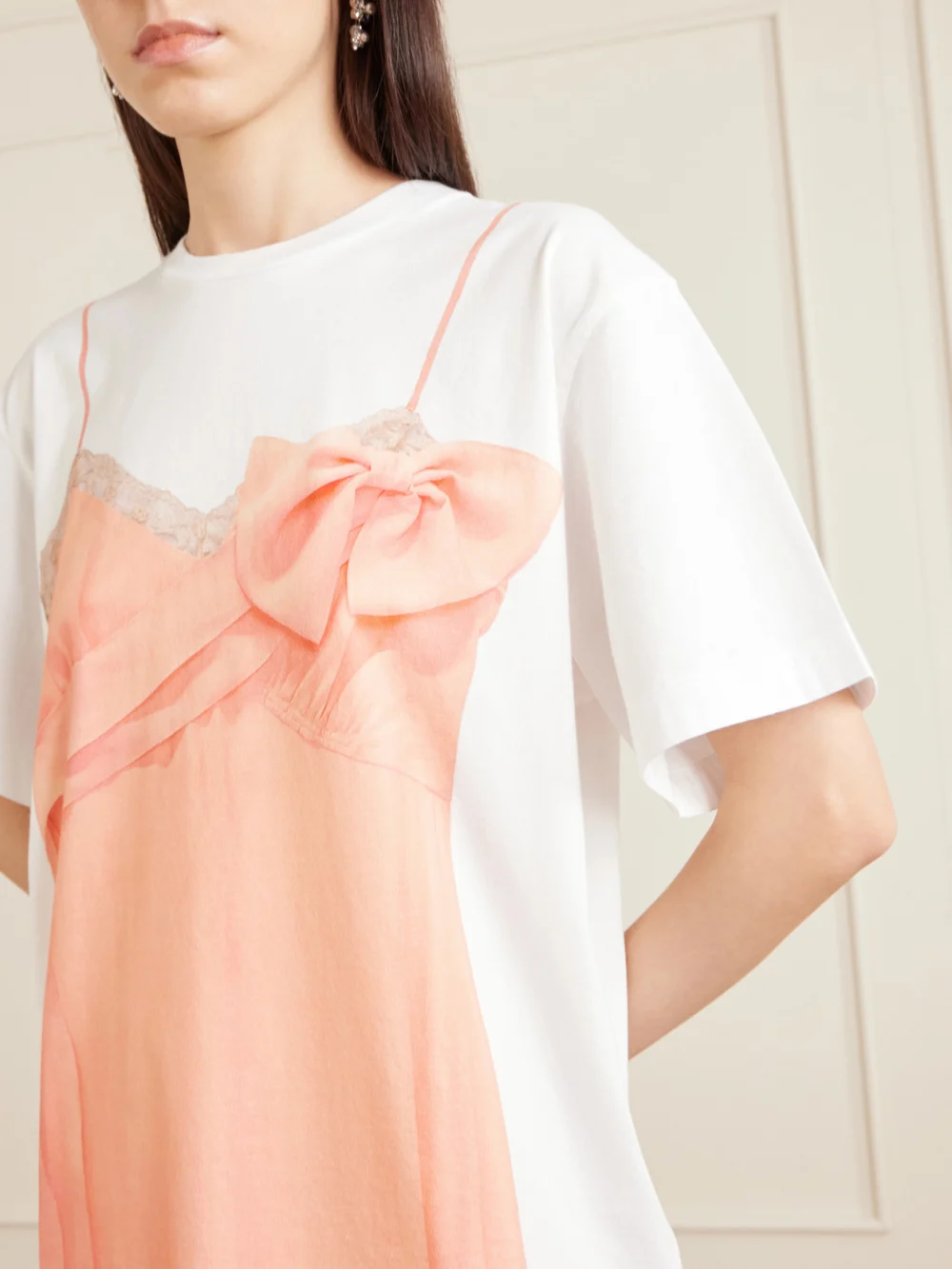 Close-up detail of the Simone Rocha Printed Cotton-jersey T-shirt