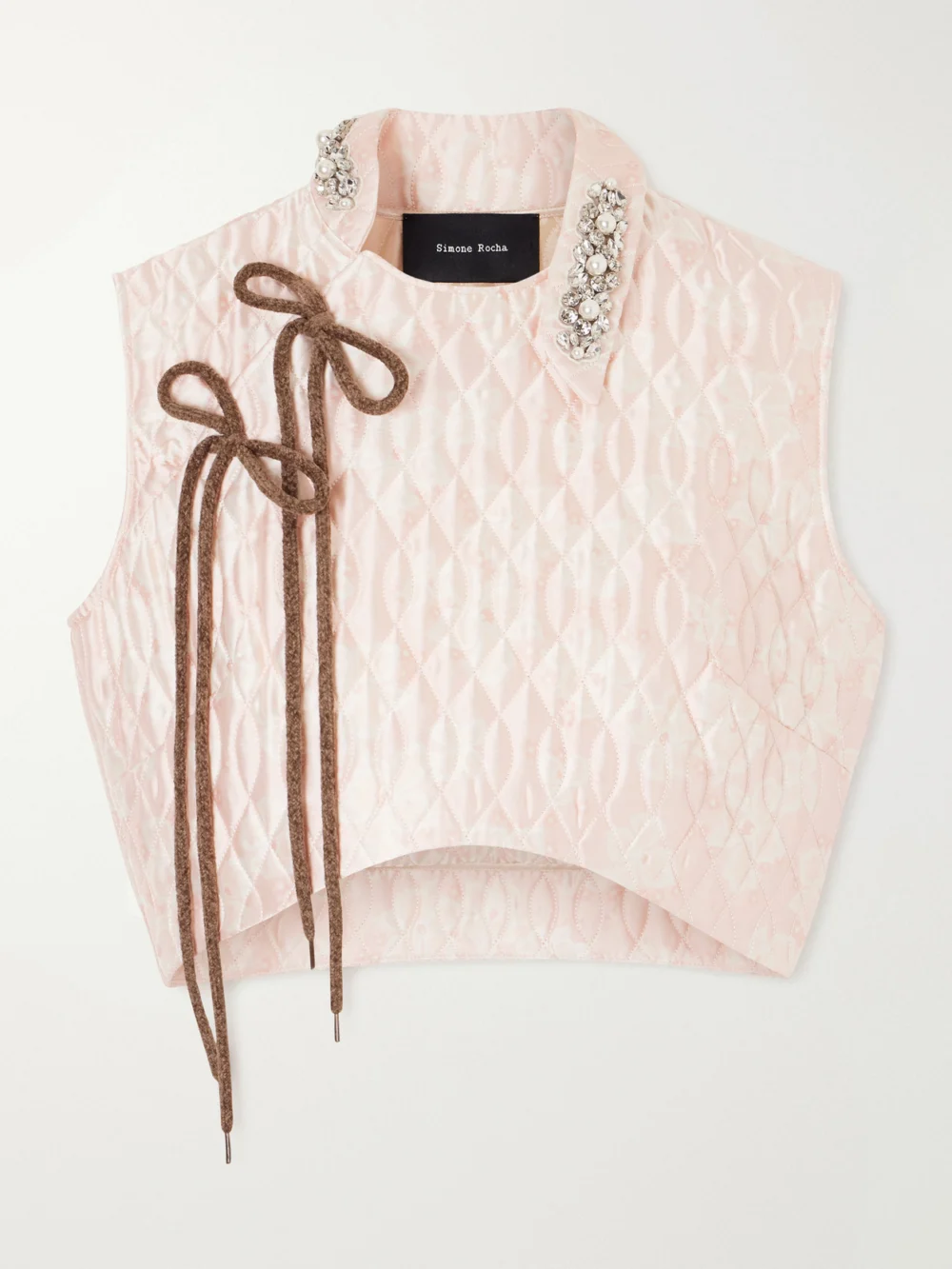 Simone Rocha Quilted Offset Fragment Collar Top in pastel pink