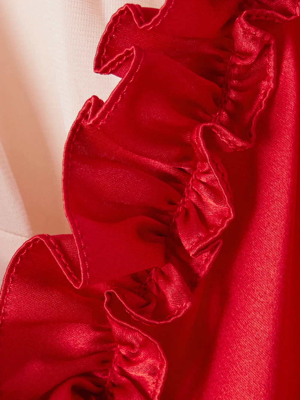Close-up detail of the Simone Rocha Ruffled Pleated Jersey-trimmed Silk-satin Mini Dress