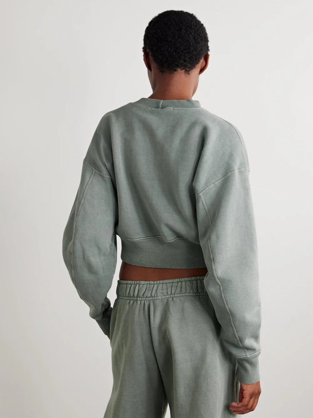 Back view of the Slvrlake Cropped Cotton-jersey Sweatshirt