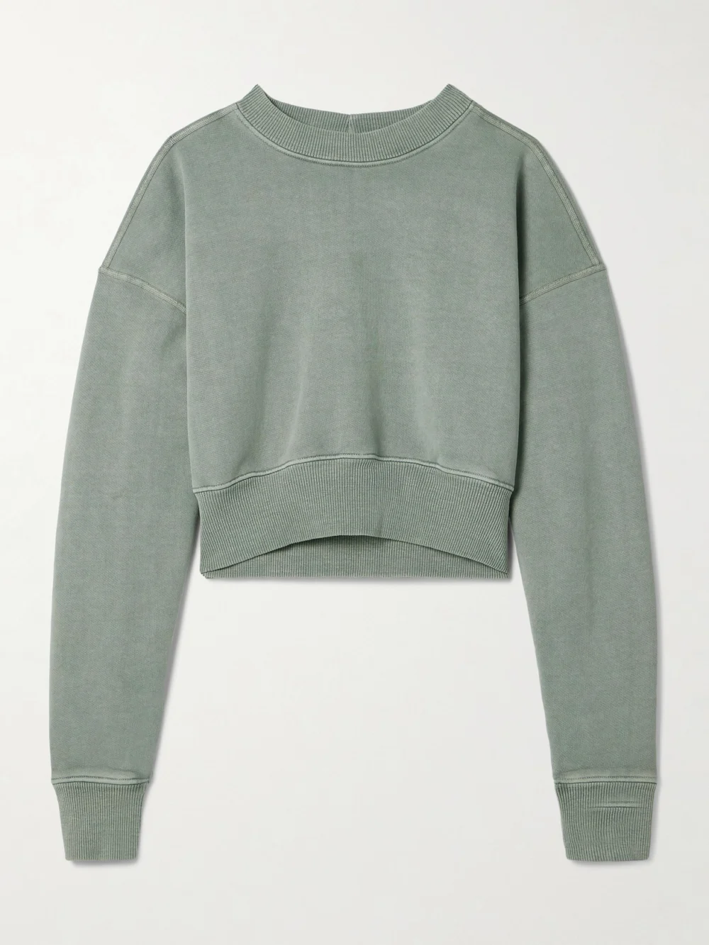 Slvrlake Cropped Cotton-jersey Sweatshirt in light green