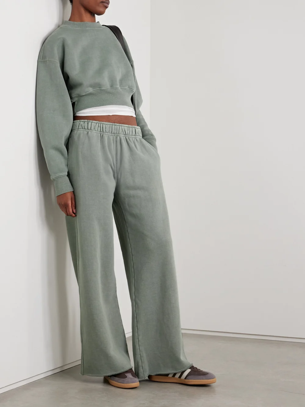 Slvrlake Cropped Cotton-jersey Sweatshirt, worn by a model