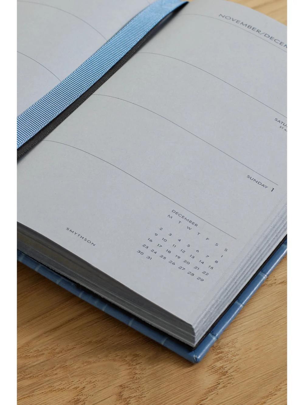 Close-up detail of the Smythson Panama Mara 2024 Croc-effect Leather Weekly Diary