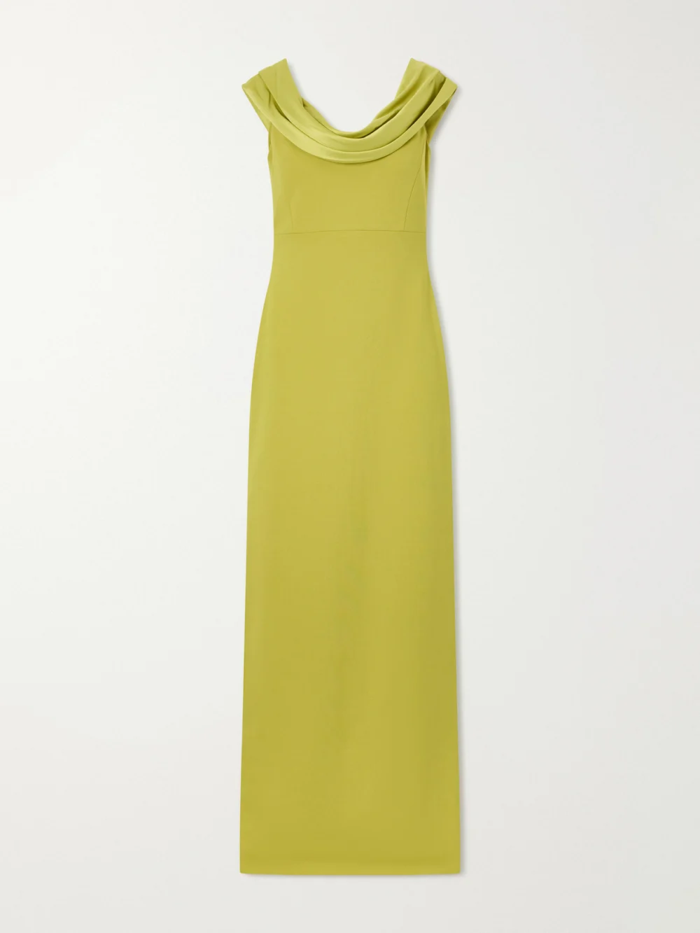 Solace London Adele Draped Satin-trimmed Crepe Maxi Dress in chartreuse