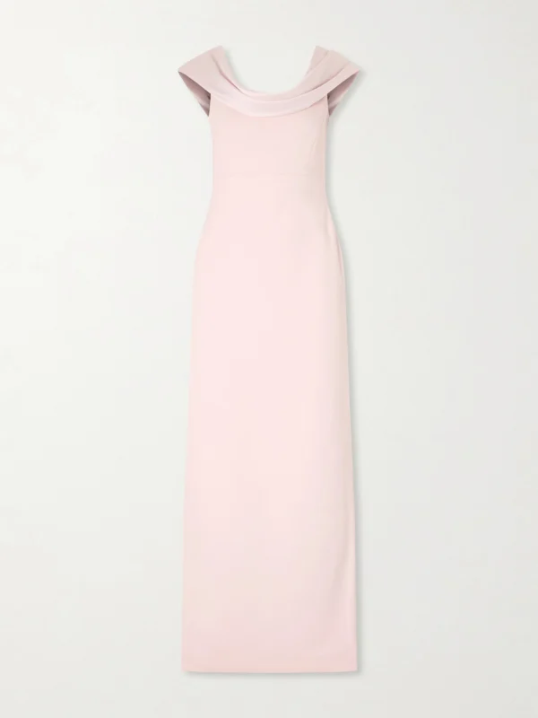 Solace London Adele Draped Satin-trimmed Crepe Maxi Dress