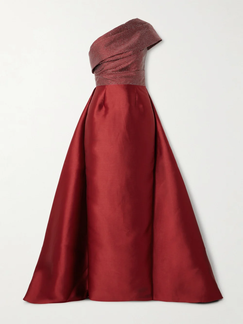 Solace London Alba One-shoulder Crystal-embellished Faille Gown in red