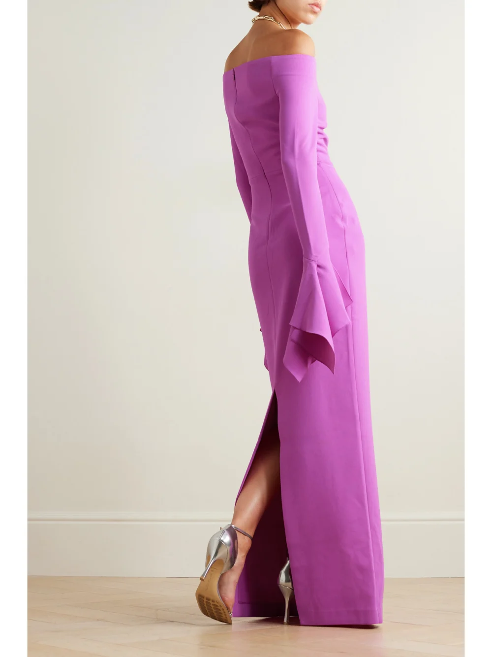 Back view of the Solace London Amalie Crepe Gown
