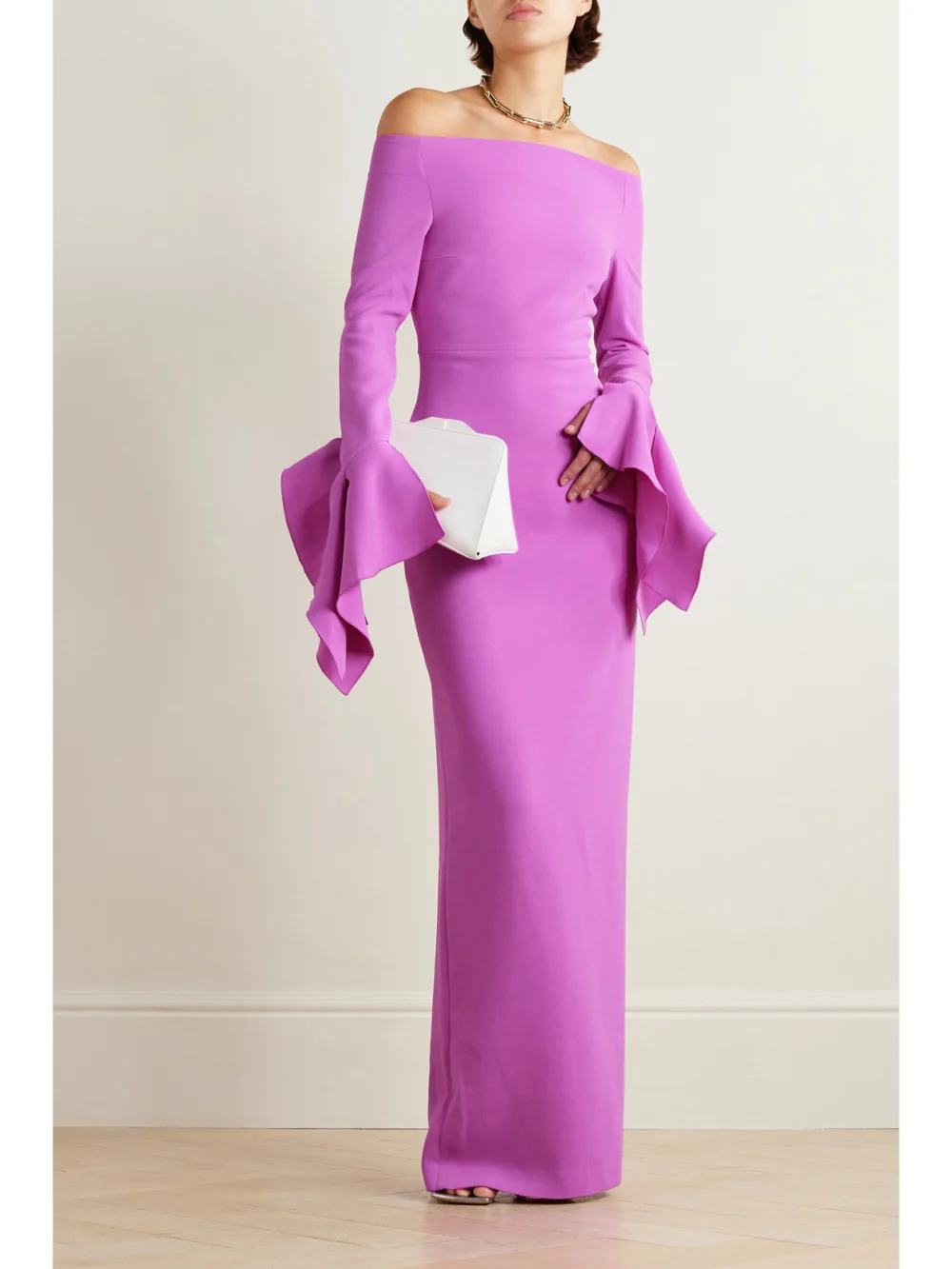 Solace London Amalie Crepe Gown, worn by a model