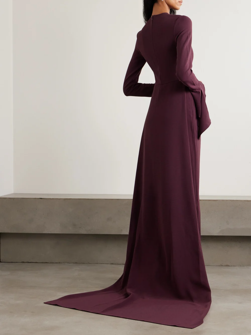 Back view of the Solace London Blake Draped Crepe Gown