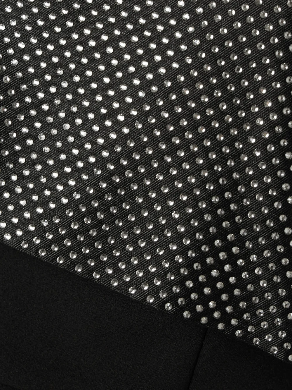 Close-up detail of the Solace London Brandi Strapless Layered Crystal-embellished Satin-twill Trimmed Stretch-cady Gown