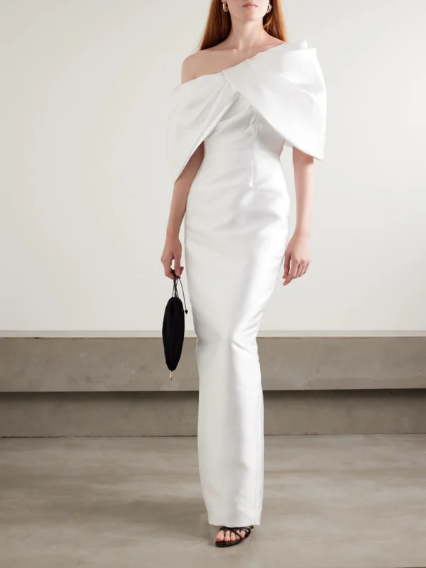Solace London Davina Off-the-shoulder Draped Faille Gown