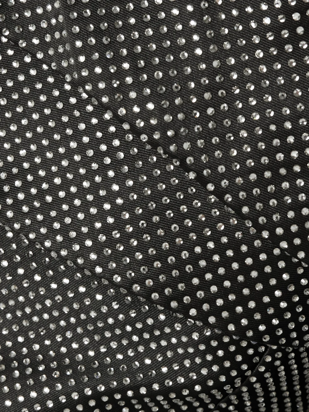 Close-up detail of the Solace London Elina Off-the-shoulder Gathered Crystal-embellished Faille Mini Dress