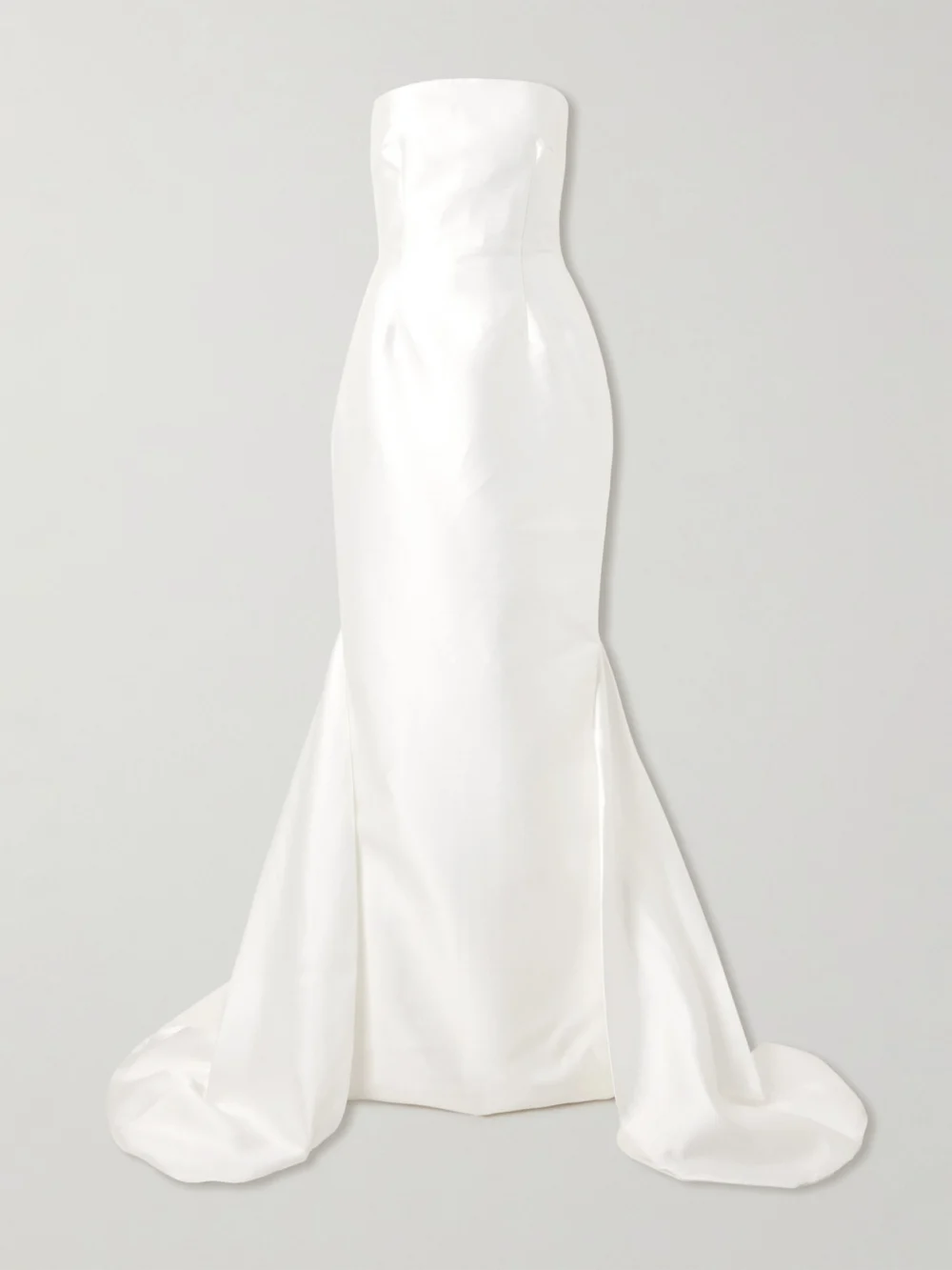 Solace London Imani Strapless Pleated Twill Gown in off-white
