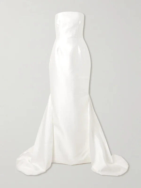 Solace London Imani Strapless Pleated Twill Gown