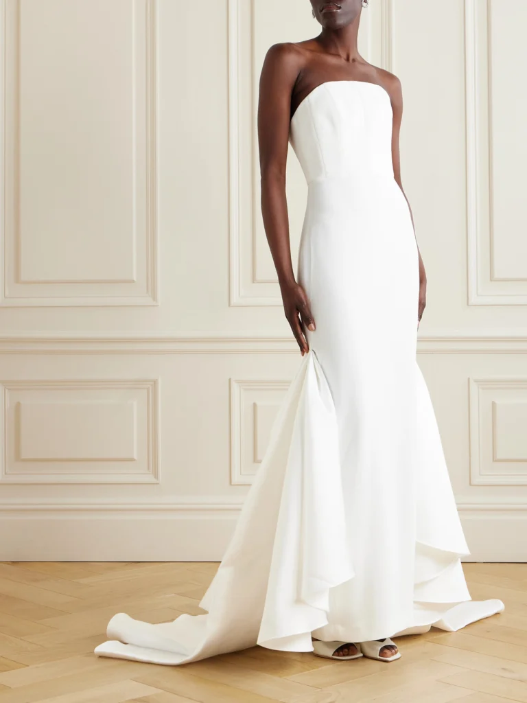 Solace London Jodi Strapless Crepe and Satin-twill Gown