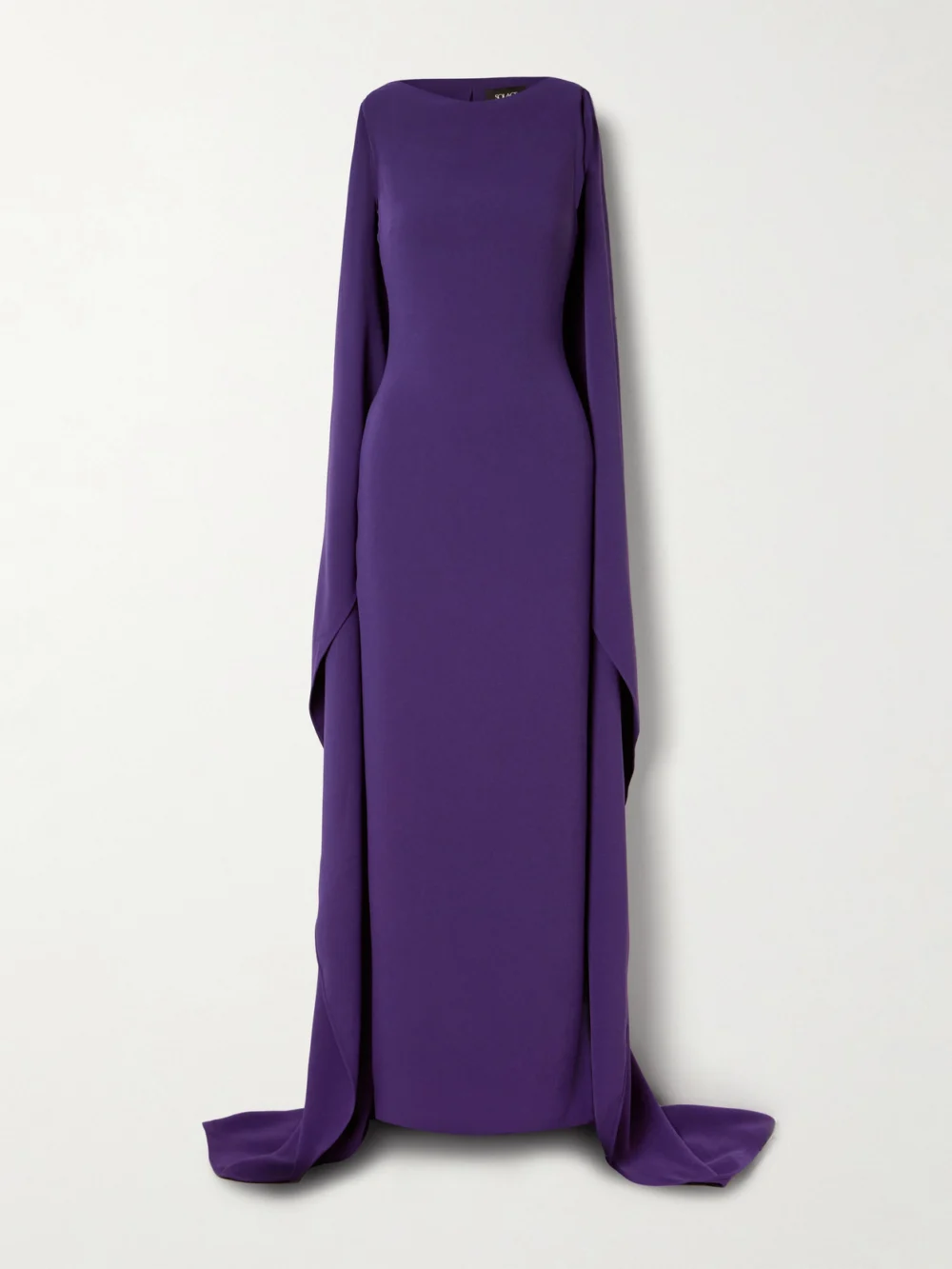 Solace London Kaila Cape-effect Crepe Gown in dark purple