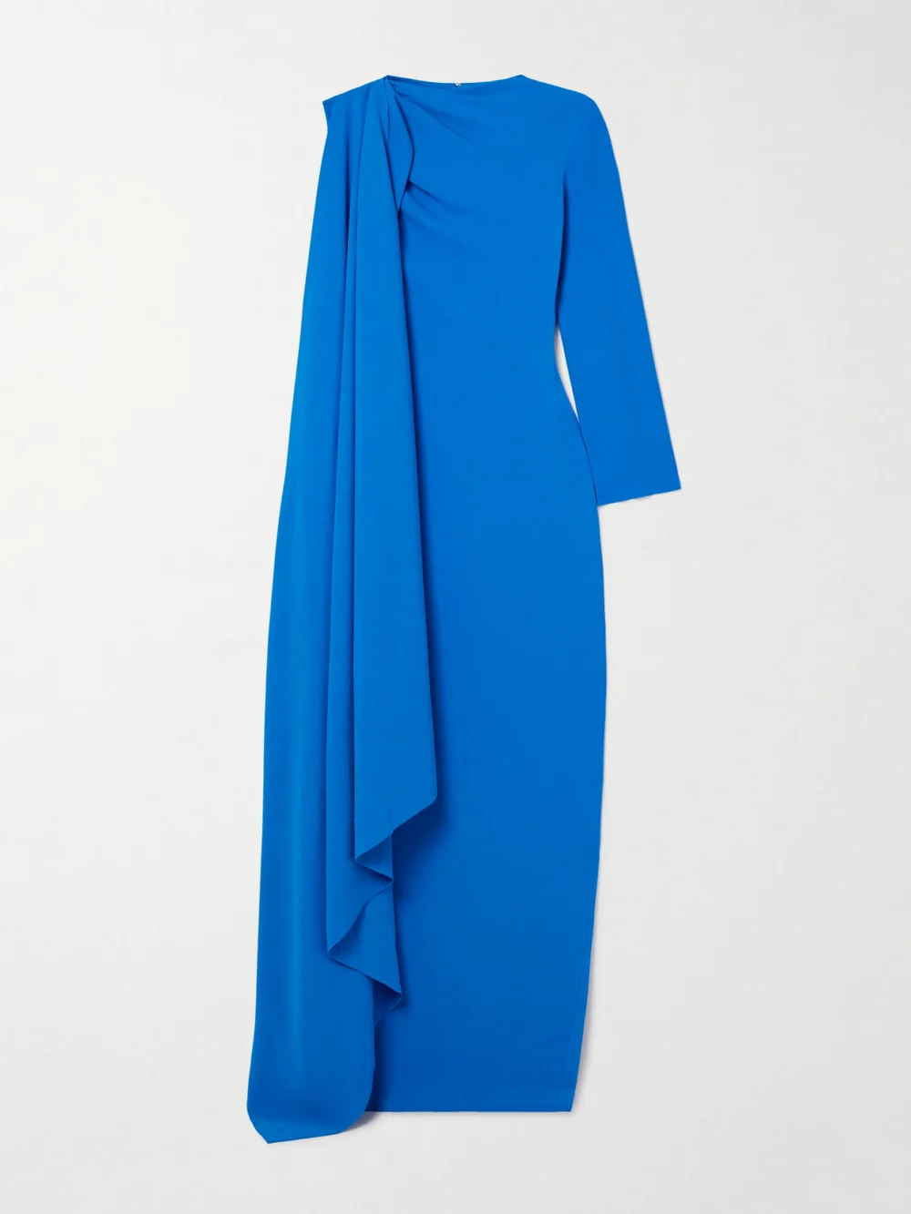 Solace London Lydia Asymmetric Draped Crepe Gown in royal blue