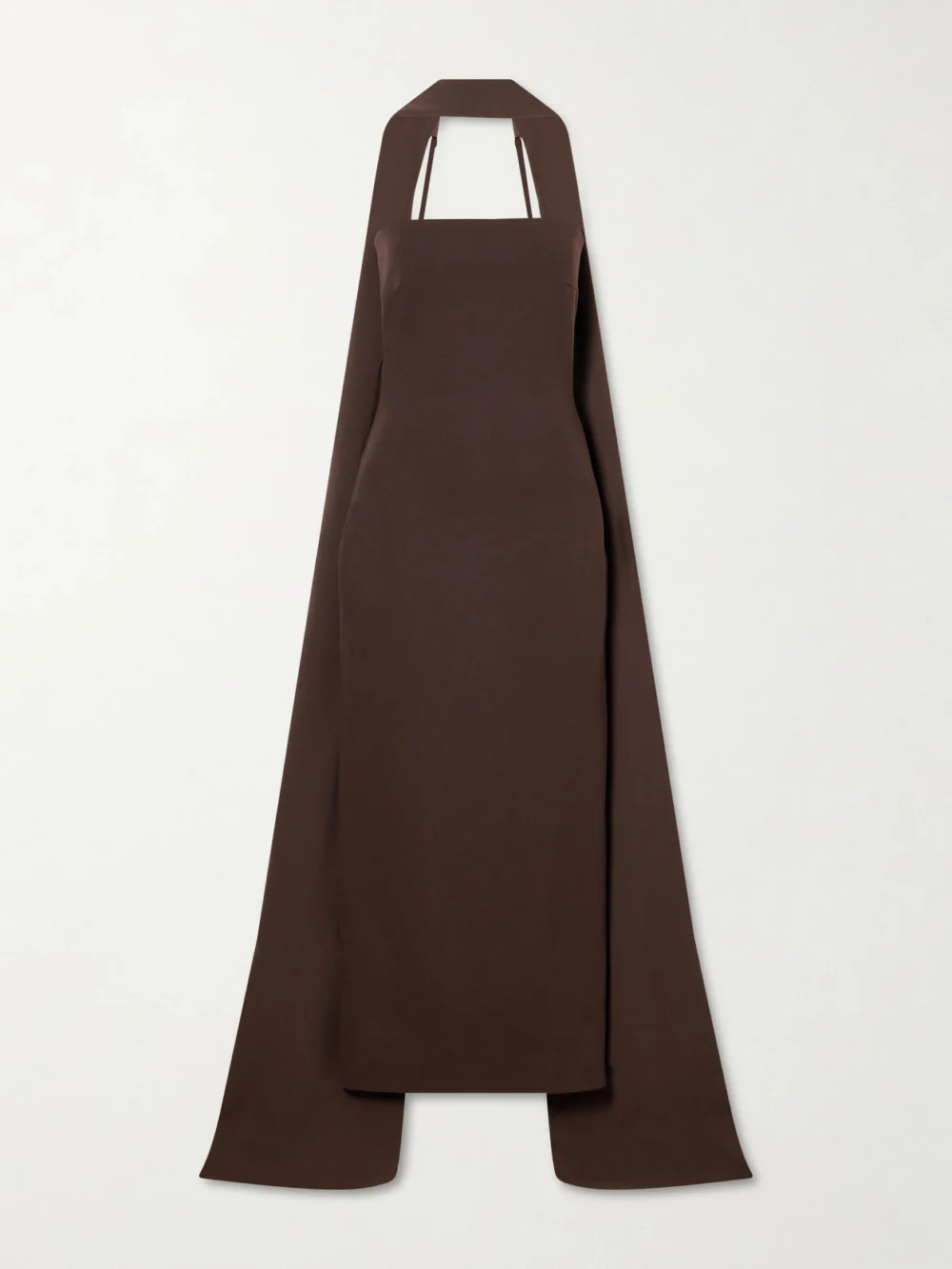 Solace London Martine Scarf-detailed Crepe Midi Dress in brown