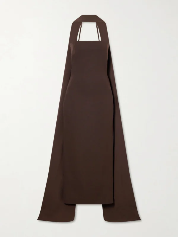 Solace London Martine Scarf-detailed Crepe Midi Dress