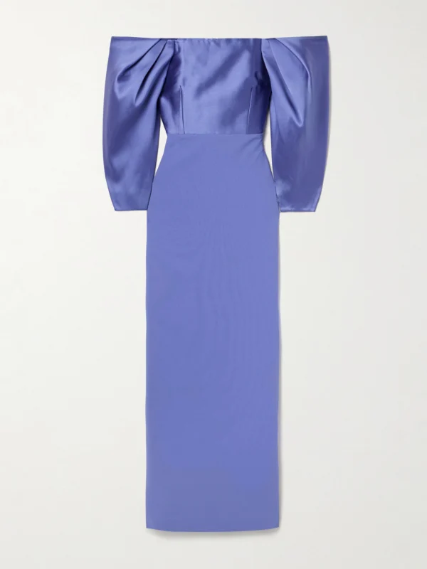 Solace London Melina Off-the-shoulder Crepe and Satin-twill Gown