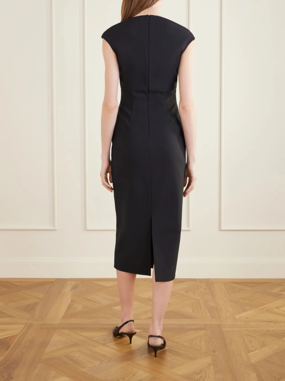 Back view of the Solace London Monica Crepe Midi Dress