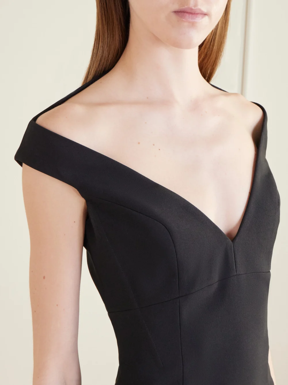 Close-up detail of the Solace London Monica Crepe Midi Dress