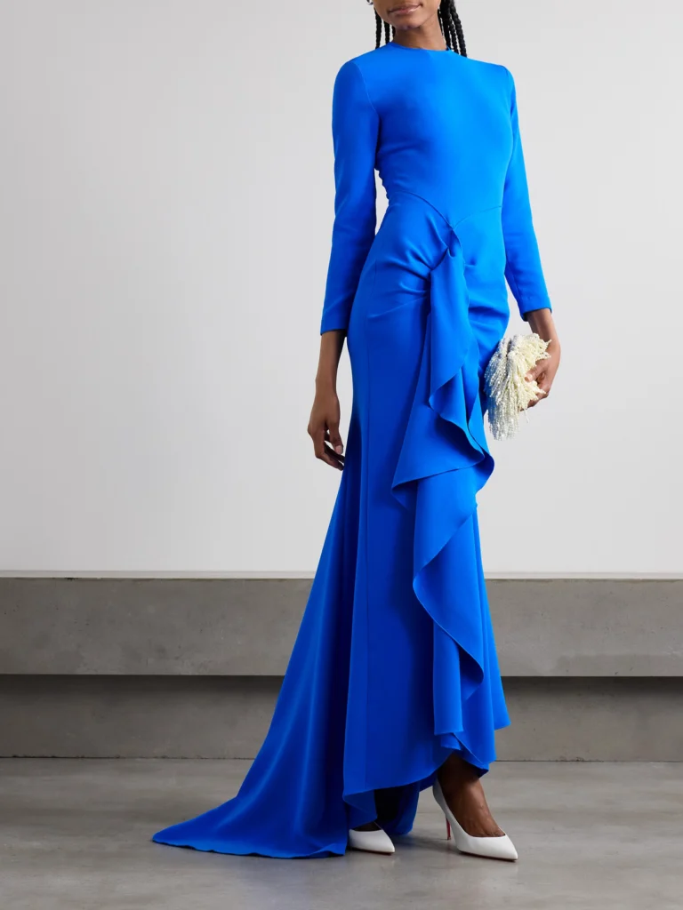 Solace London Nia Ruffled Crepe Gown