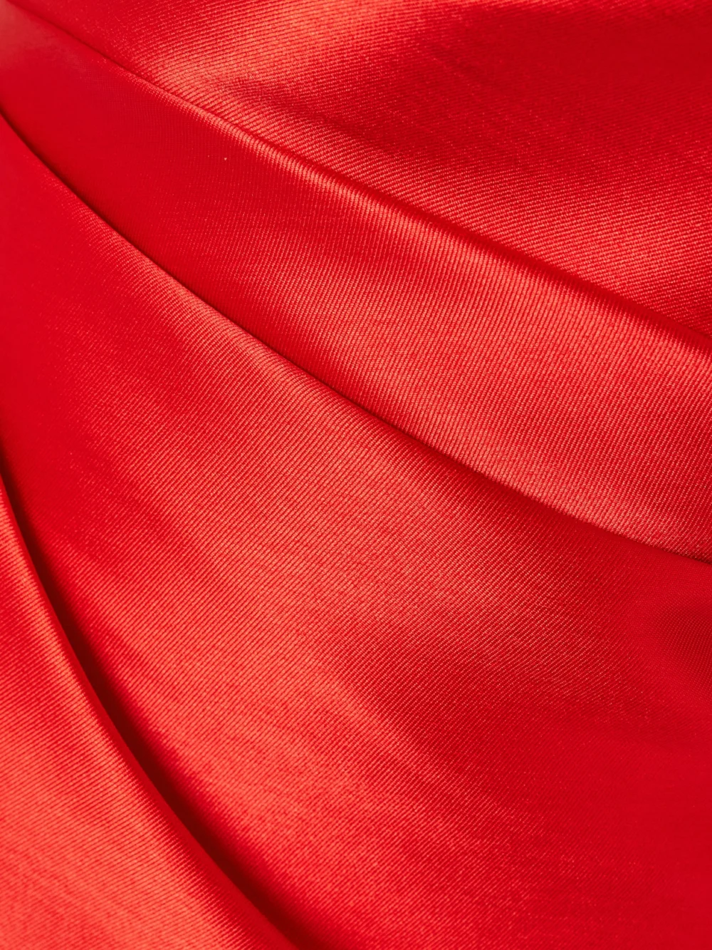 Close-up detail of the Solace London Nori One-shoulder Satin-twill Mini Dress